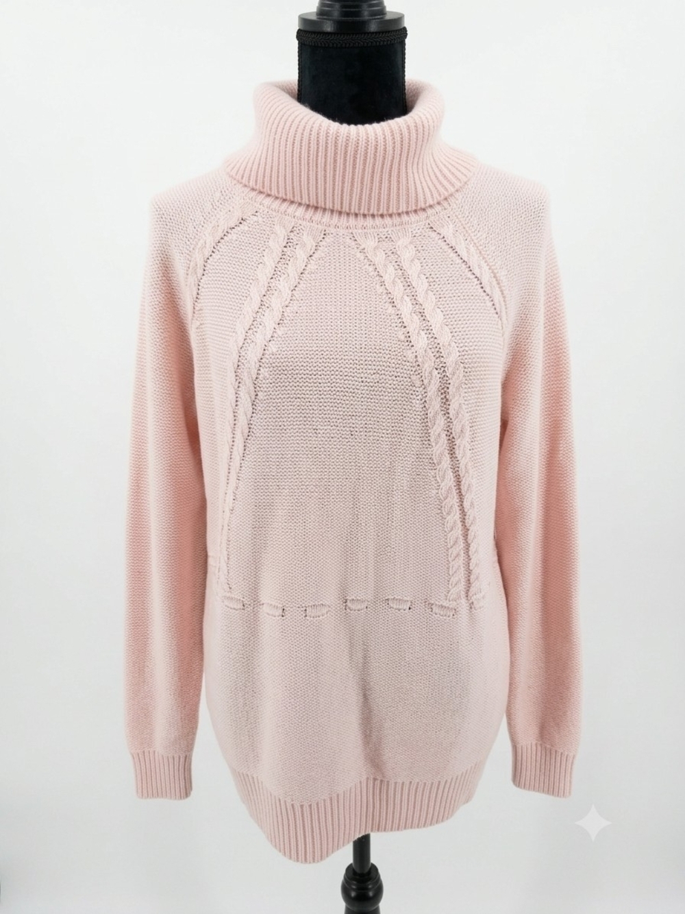 Briggs New York Blush Pink Cable Turtleneck Sweater